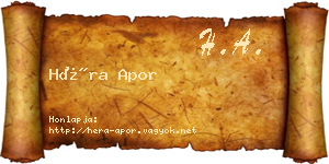 Héra Apor névjegykártya